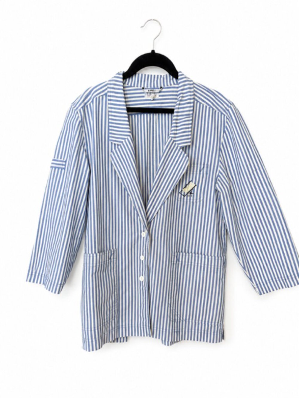 Vintage Life by Tiggy Porter Blue White Striped Nautical Blazer Jacket Size 12
